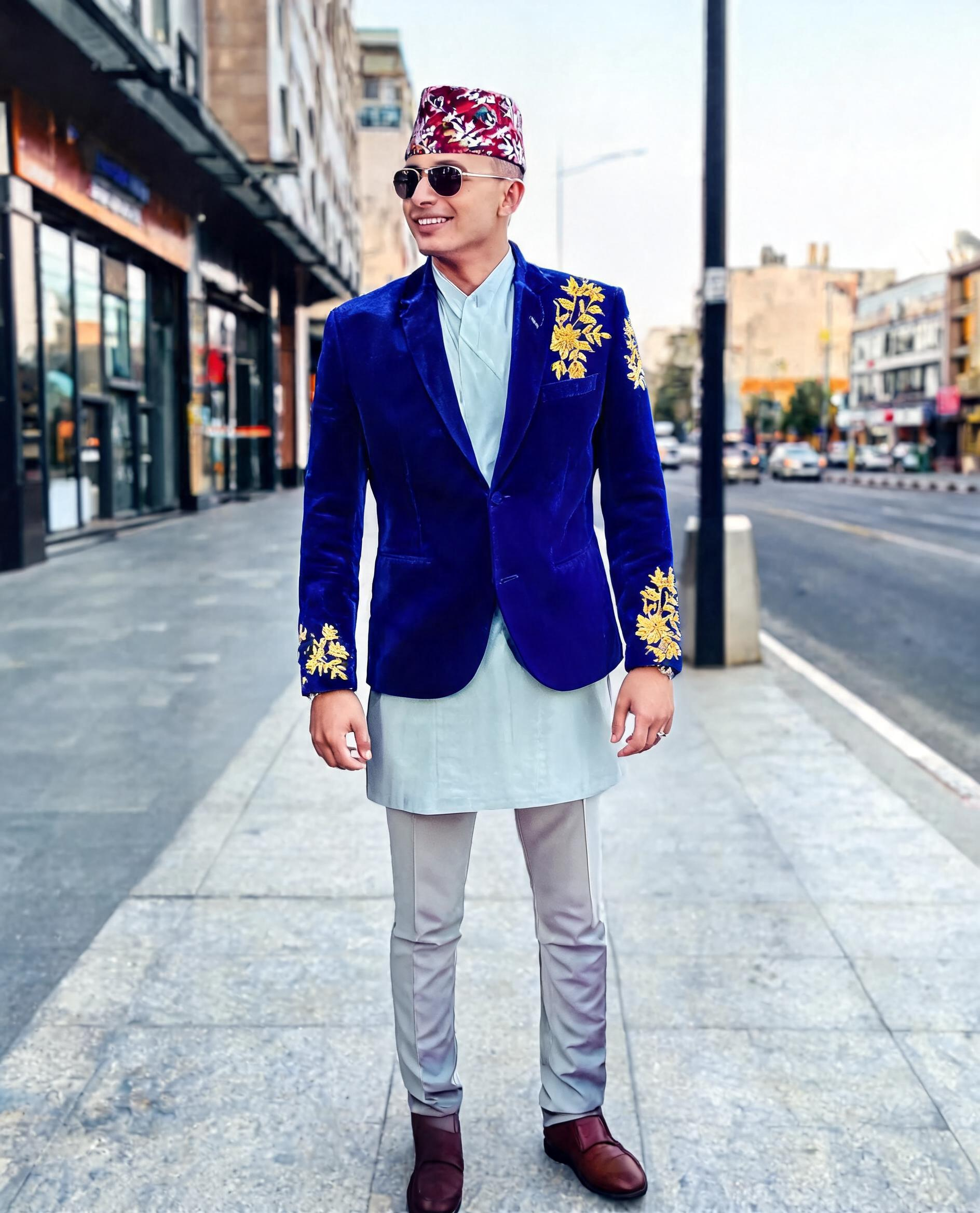 Velvet Kadai Blazer-R Blue